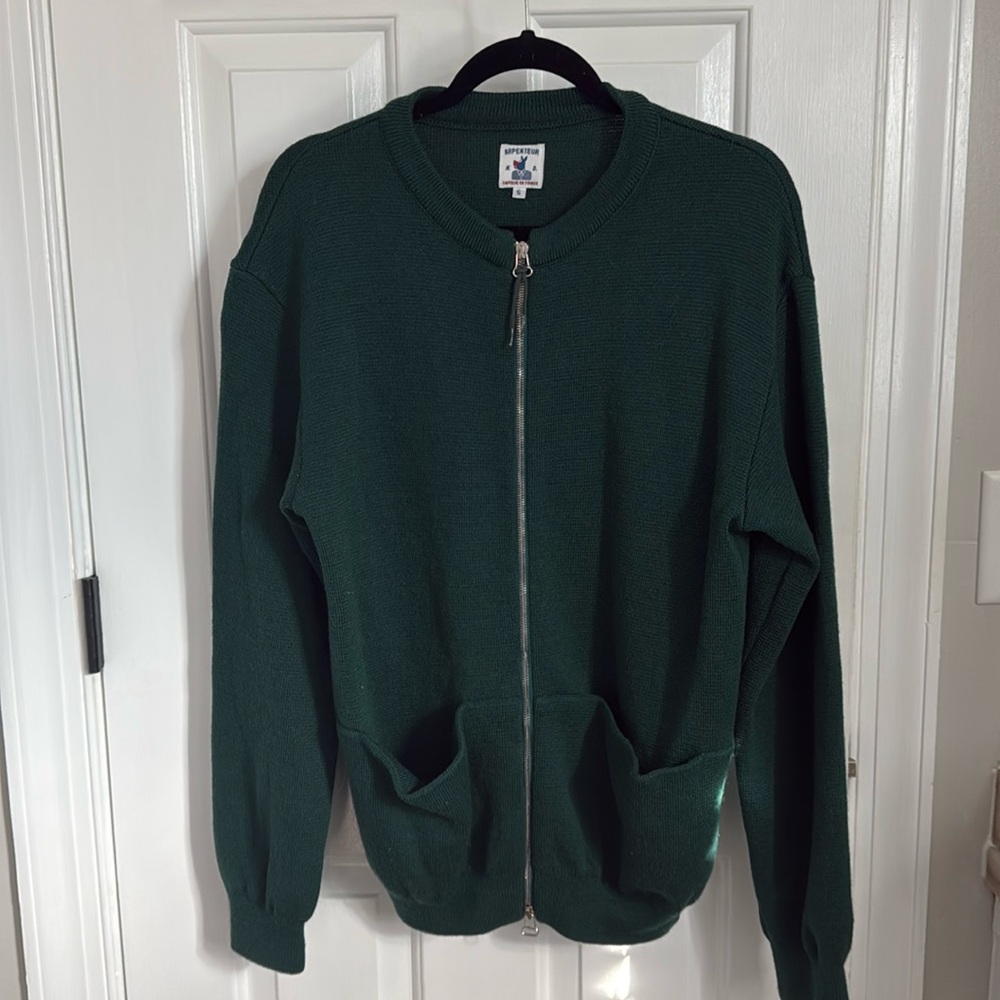 Arpenteur Wool Green Sweater Jacket